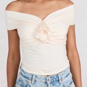 Reformation Off-Shoulder Cream Top